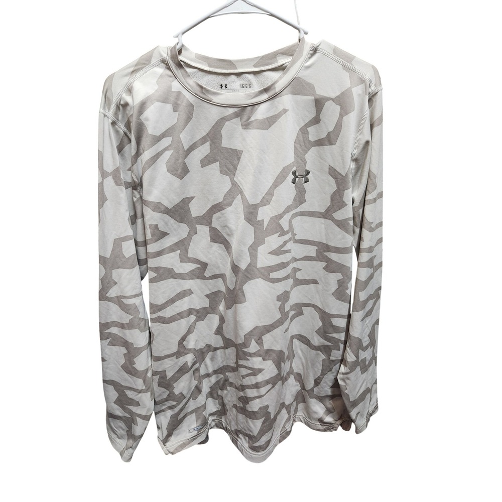 Under Armour Mens ColdGear Fitted Long Sleeve Camo Base Layer Shirt Grey Large